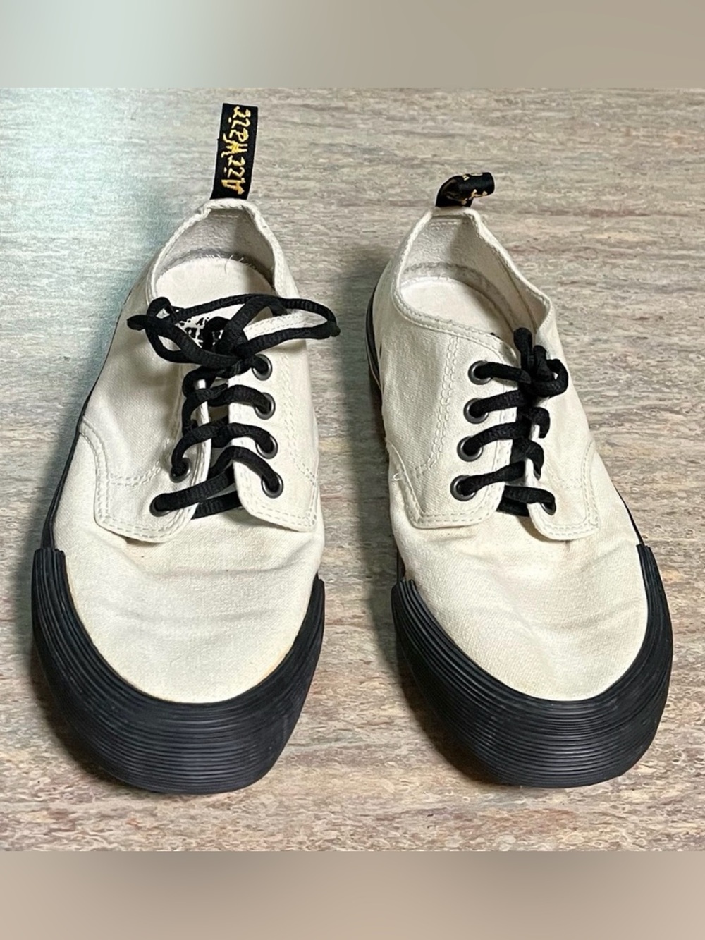 Dr Martens Pressler cream and black sneakers